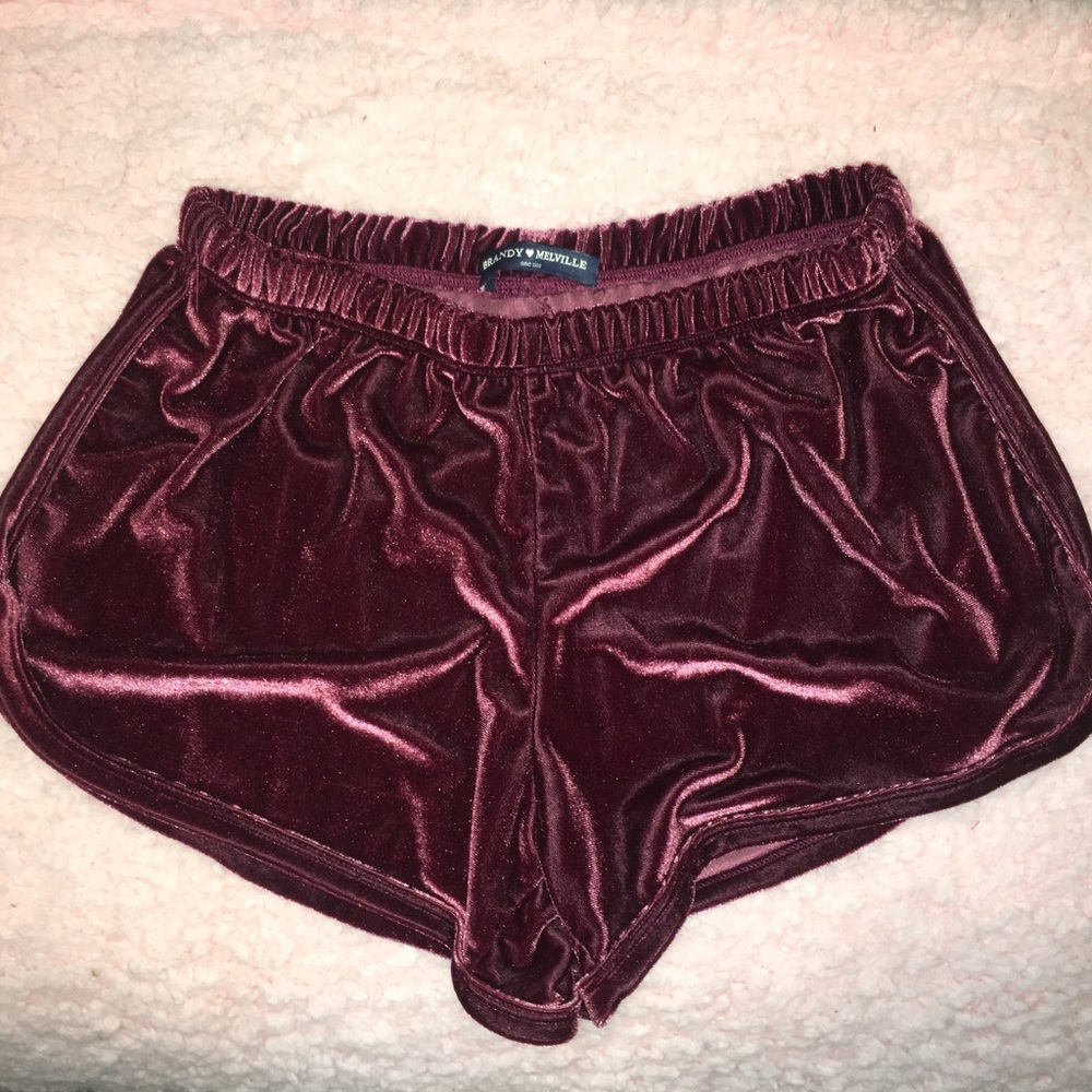 Brandy Melville Velvet Shorts, Burgundy